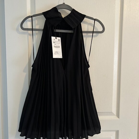 Zara Pleated Chiffon Top – Fun & Flowy Vibes Sz XS-NWT - Picture 8 of 9